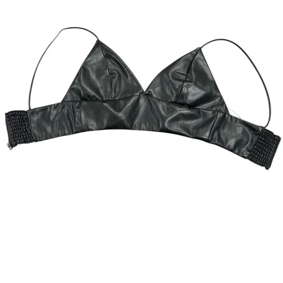 HOUSE OF HARLOW 1960 Vegan Faux Leather Bralette Black Crop Top NWT 8 - Picture 9 of 9
